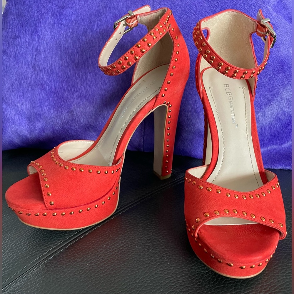 Bcbg Generation Platform Ankle Strap Studded Sand… - image 2